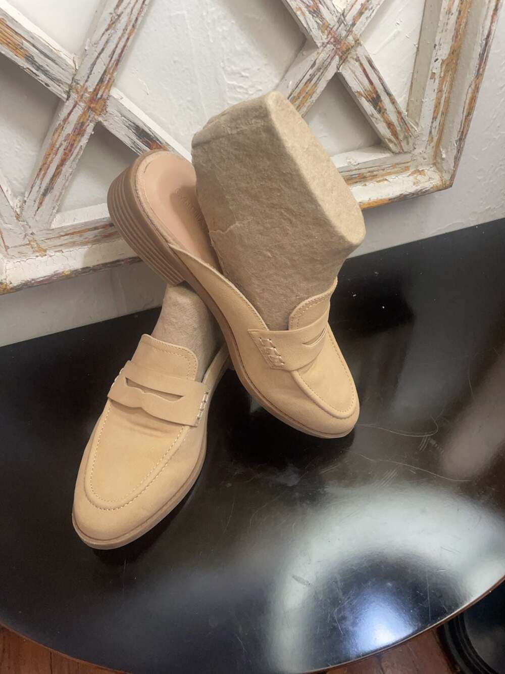 Cynthia Rowley Prescott Tan Faux Suede Penny Loafer Mules Size 8.5M - Picture 3 of 10